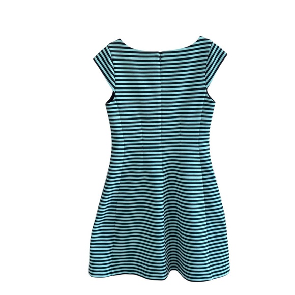 LILLY PULITZER Brielle Navy & Teal Stripe Dress M Fit & Flare Preppy - Picture 6 of 12